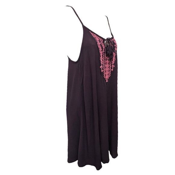 Mossimo Womens A Line Dress Purple Midi Spaghetti Strap Pink Embroidered Boho S - Picture 4 of 10